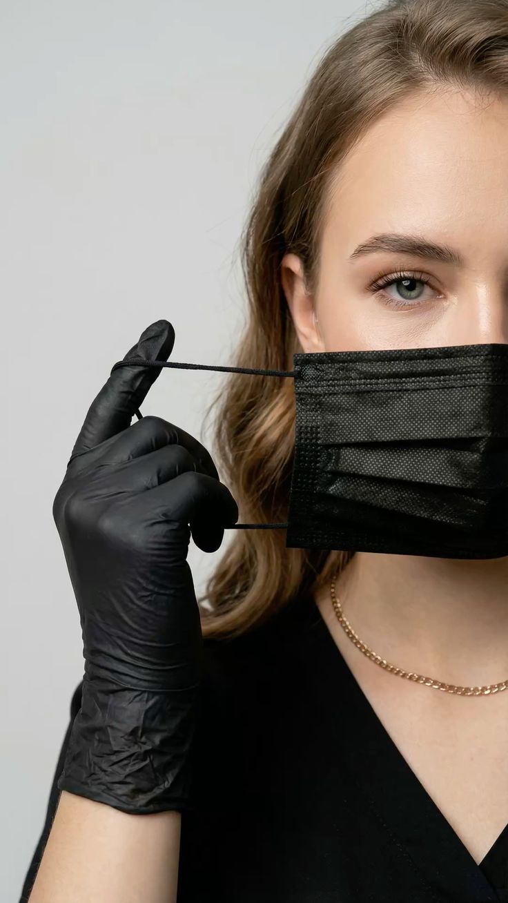 Licensed aesthetic professional wearing gloves and a mask