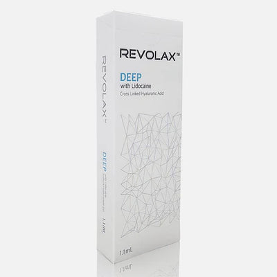 Revolax Deep hyaluronic acid dermal filler syringe for facial contouring treatments