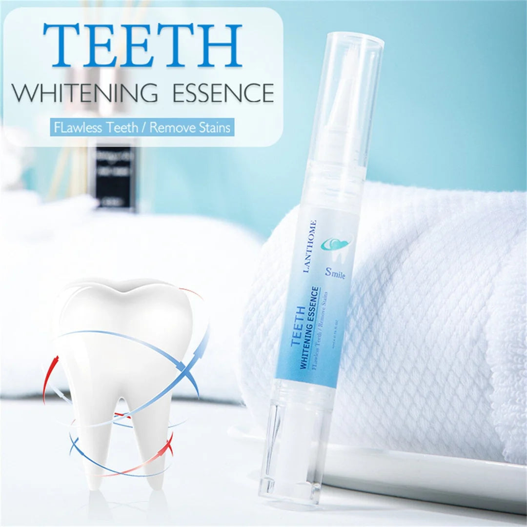 Lanthome Teeth Whitening Essence pen next to white towel - rosvia.com