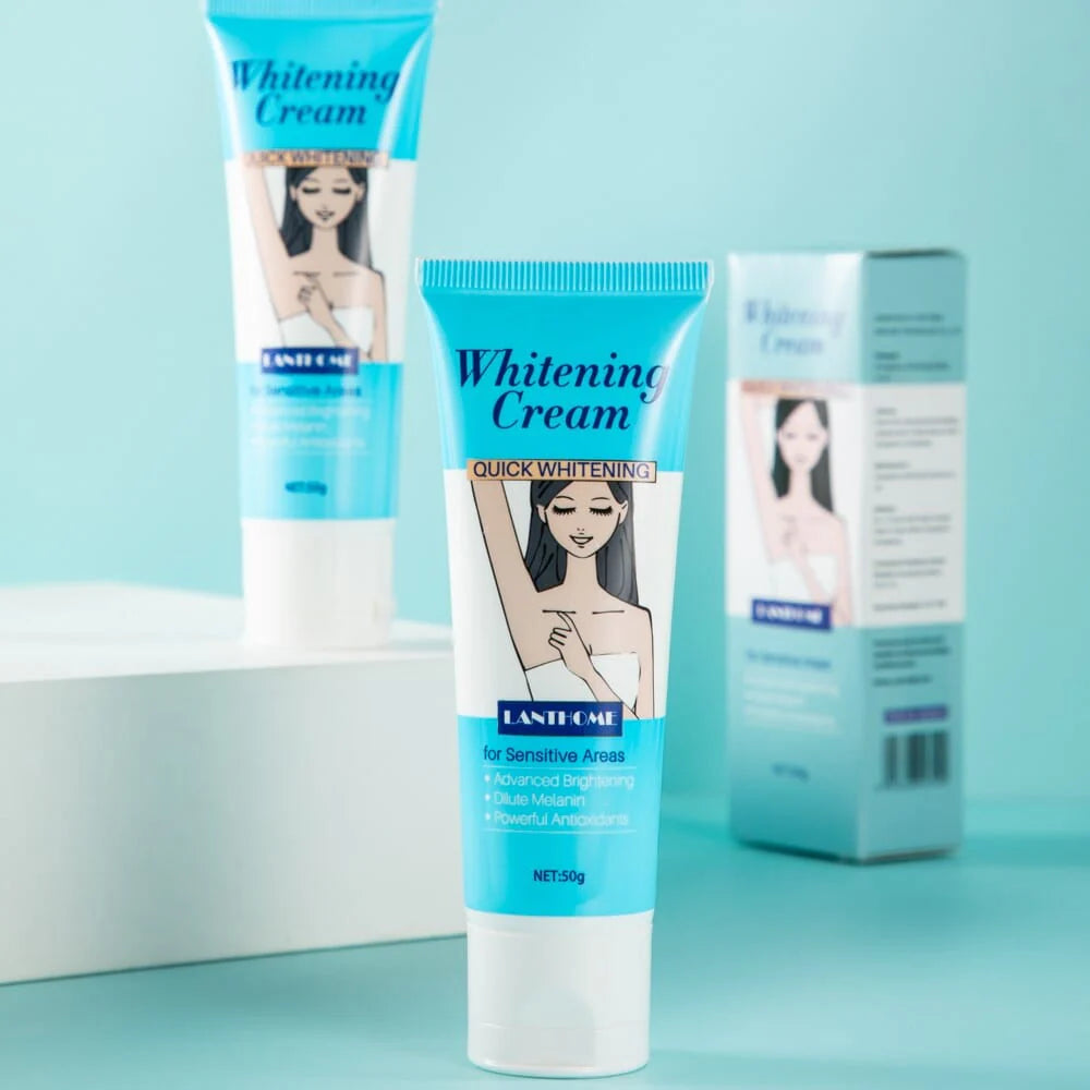 Lanthome Whitening Cream displayed upright with its packaging box in the background, featured on Rosvia against a light blue backdrop