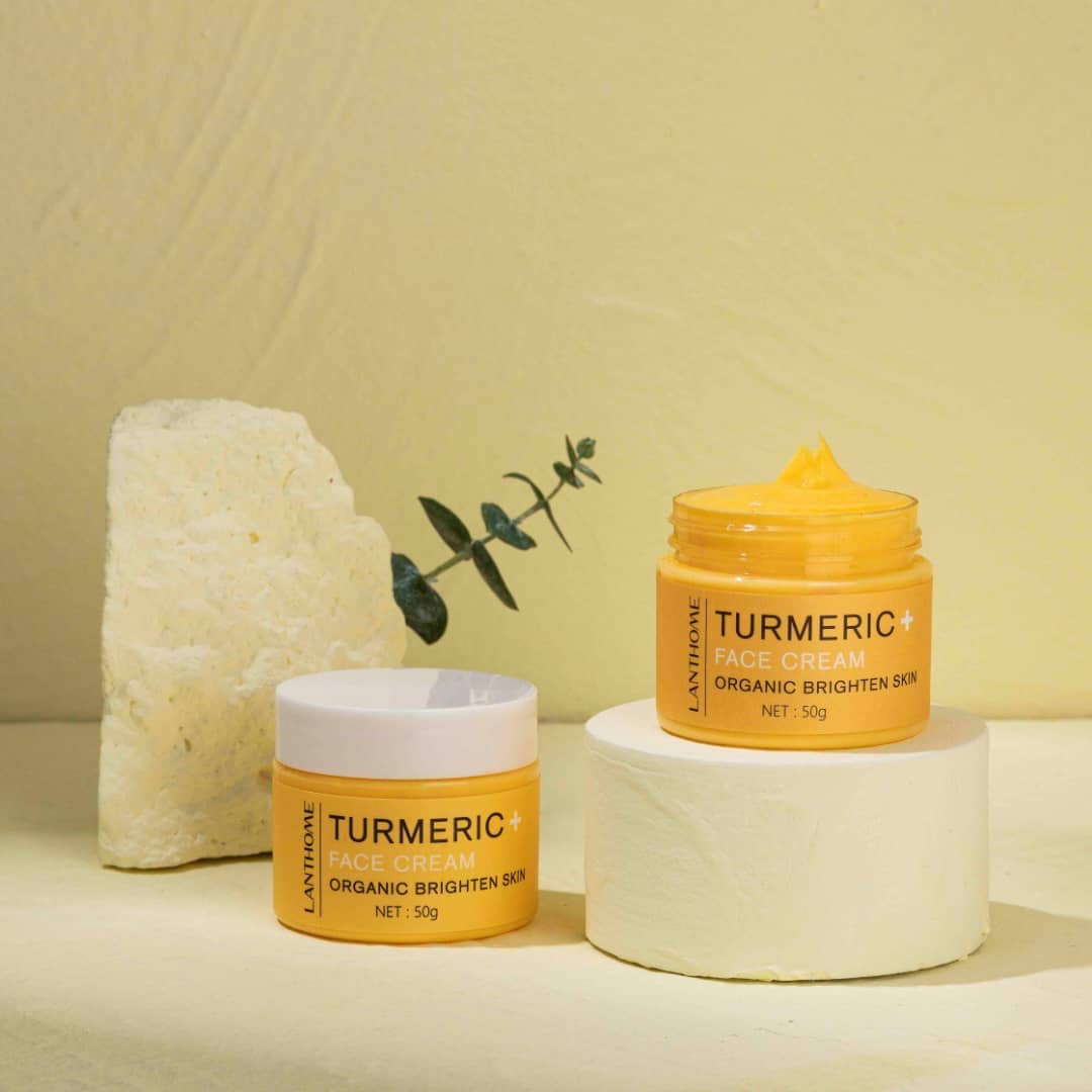 Lanthome Turmeric+ Face Cream showcased on Rosvia with clean, minimal props and natural textures.